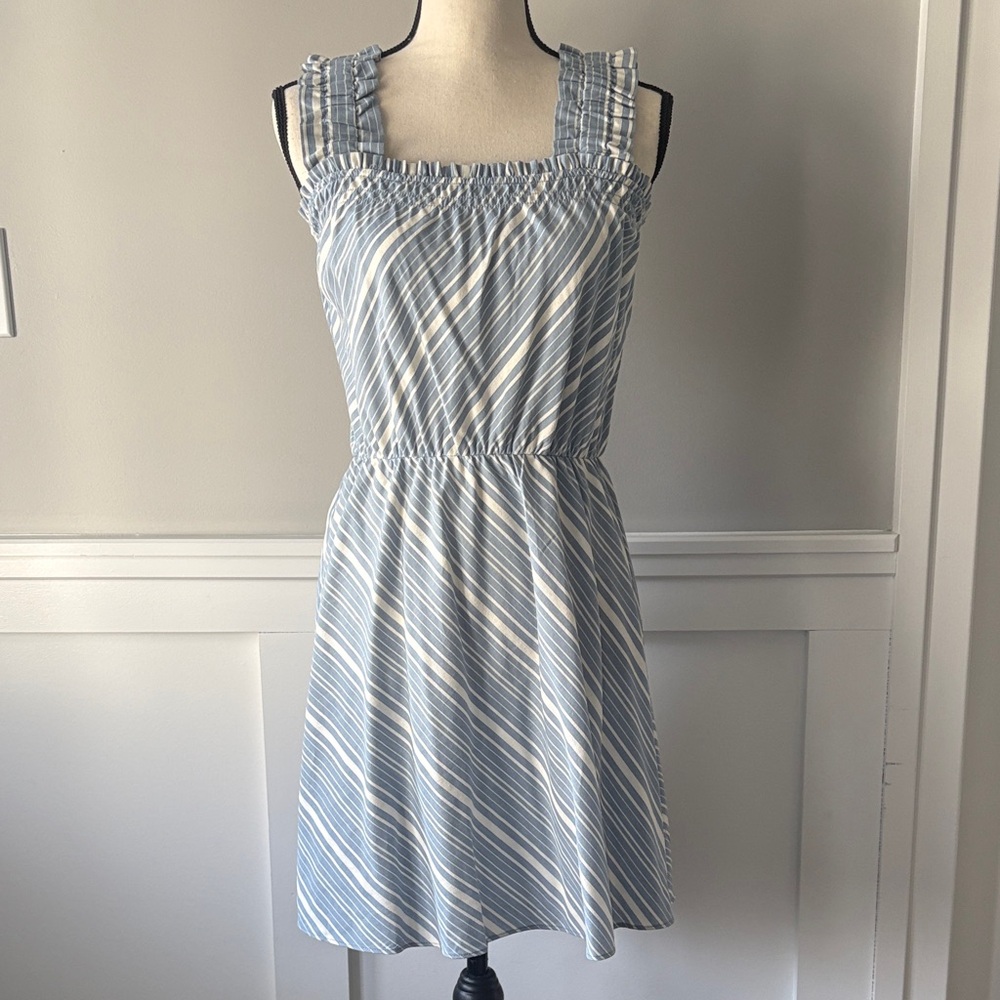 Socialite Light Blue and White Striped Mini Dress